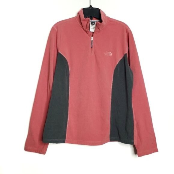 The North Face Dusty Pink & Gray Fleece Quarter Zip Pullover Women's Size Large - Picture 7 of 7